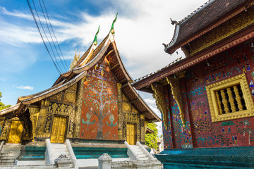 Fototapeta na wymiar Art of Wat Xieng Thong, a Buddhist temple in Luang Prabang, Laos