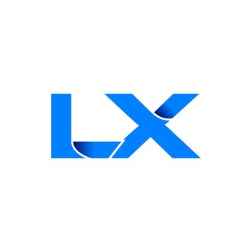 lx logo initial logo vector modern blue fold style