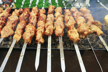 meat on skewers