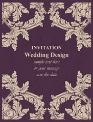 Luxury invitation card Vector. Royal victorian pattern ornament. Rich rococo backgrounds