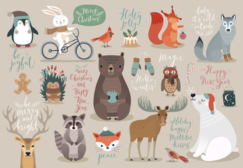 Christmas set, hand drawn style