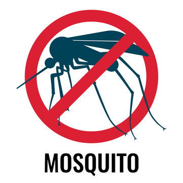 Anti-mosquito label depicting fly in circle vector illustration
