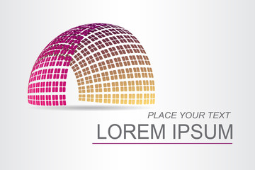 Logo stylized spherical surface with abstract shapes