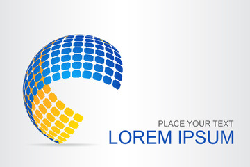 Logo stylized spherical surface with abstract shapes