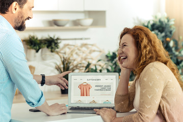 Positive woman looking at her husband