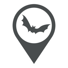 Icono plano localizacion murcielago gris