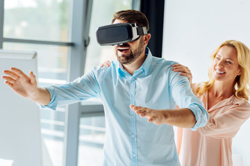 Happy man enjoying coffee break