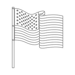 united states flag waving in monochrome silhouette