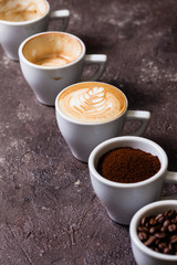Stages of preparing cappuccino 
