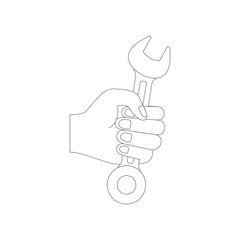hand holding spanner flat icon monochrome silhouette