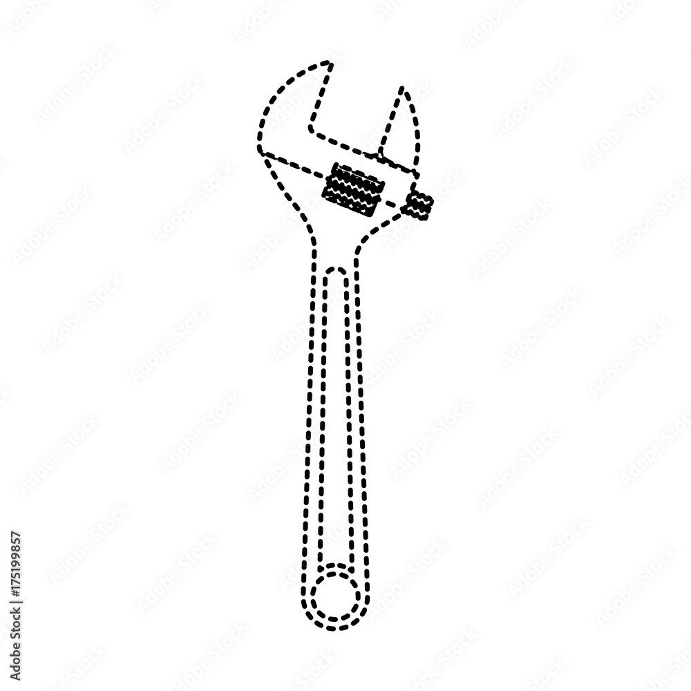 Wall mural adjustable wrench flat icon monochrome dotted silhouette