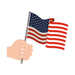 hand holding united states waving flag colorful silhouette