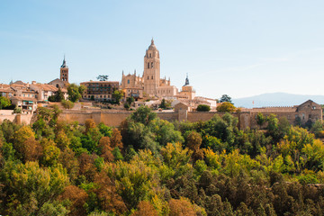 Fototapeta na wymiar Autumn landscape of Segovia city in Spain