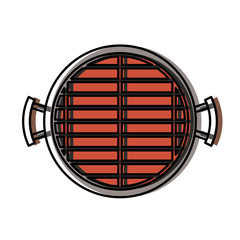 bbq grill top view watercolor silhouette