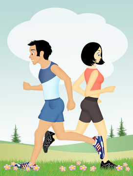 couple running outdoor