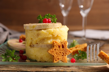 mashed potato with foie gras