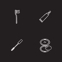 Cosmetics and hygienic accessories chalk icons set