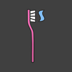 Toothbrush with toothpaste color icon