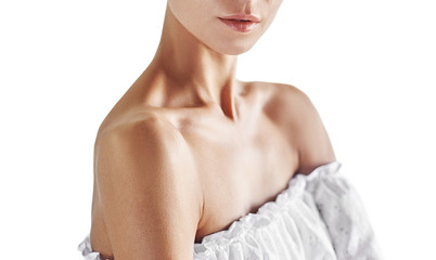 Obraz premium Beautiful Woman shoulder lips and nose
