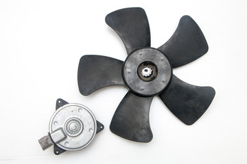 Auto part, Old Bad Car cooling fan with motor.