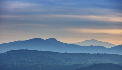 blue mountains landscape at sunset time 