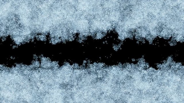 Beautiful Animation of Freezing Window from Up and Down to the Center. Alpha Mask. Freezing and Defrosting. Ultra HD 3840x2160. 