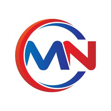 mn logo vector modern initial swoosh circle blue and red