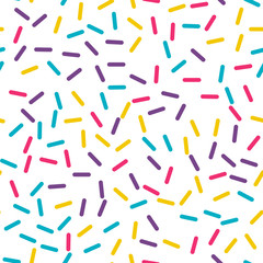 Festival seamless pattern with confetti or donut's glaze, sprinkles, vector illustration