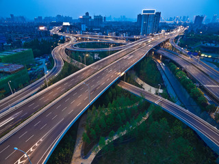 Fototapeta na wymiar Aerial photography bird-eye view of City viaduct bridge road