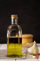 Olive oil and vegetables. Food ingredients