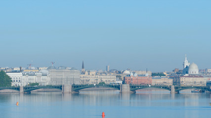 ST PETERSBURG, RUSSIA: View of Vasilievsky island and Neva river in the morning