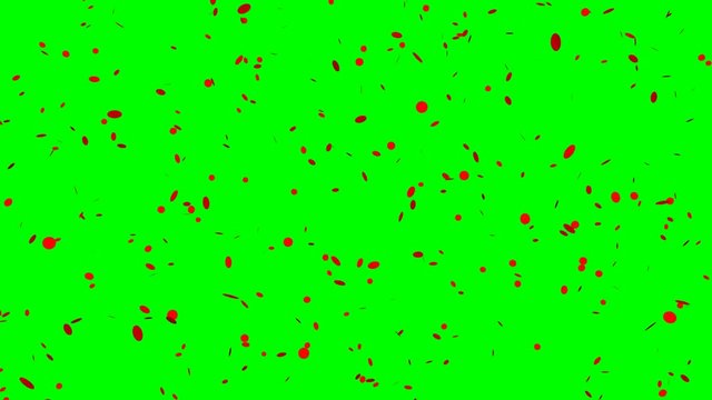 Red confetti with round shapes - seamless looping, green screen and 4K
