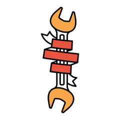 wrench tool with ribbon around color sections silhouette