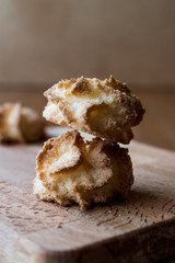 Coconut Cookies on wooden surface.