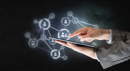 Social networking connection. Mixed media