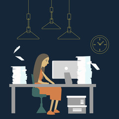 girl works illustration