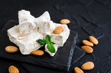 Sweet nougat with almonds