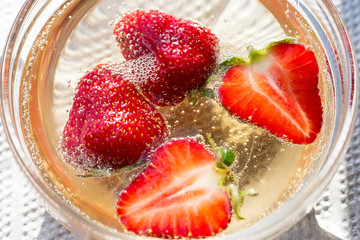 Strawberries in champagne
