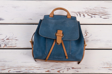 Suede backpack with leather handle - 175210268