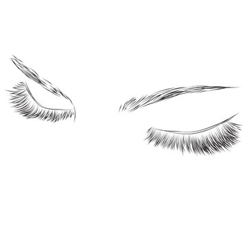 Beautiful woman closed  eyes with long eyelashes vector illustration