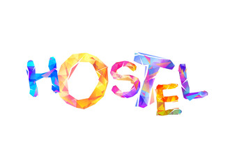 Hostel. Vord of vector triangular letters