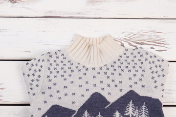 White sweater with Norwegian pattern
