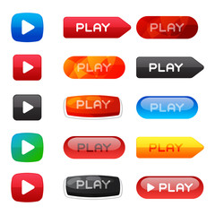 UI interface button play media internet website element online player mark click vector illustration.