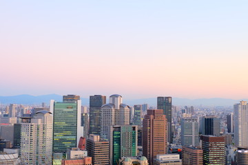 Fototapeta na wymiar 摩天楼の夕景,大阪