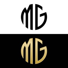 mg initial logo circle shape vector black and gold - obrazy, fototapety, plakaty