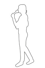 Fototapeta premium sketch man sings, singer