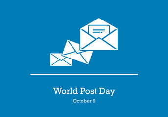 World Post Day vector. Letter on a blue background