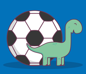 Obraz premium soccer ball and dinosaur toys over blue background colorful design vector illustration 