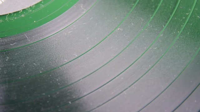Rotating vinyl record. Closeup. Vintage vinyl record.
