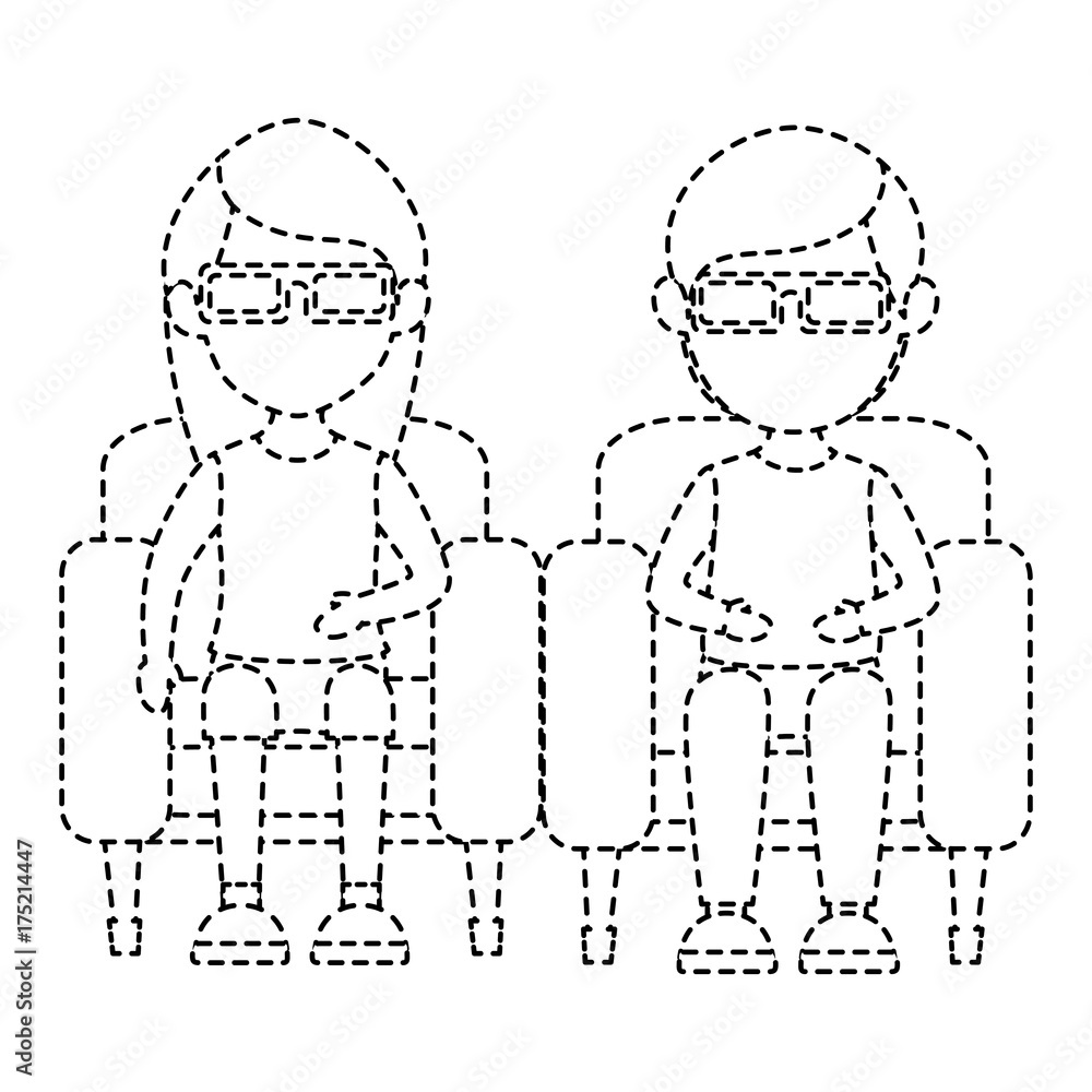 Wall mural couple in cinema 3d chair